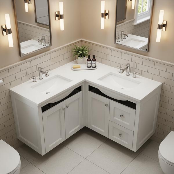 Corner Vanities installation - Future Generation Construction