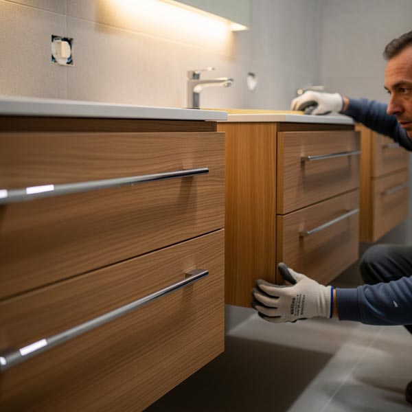 Floating Wall Mounted Vanities installation - Future Generation Construction