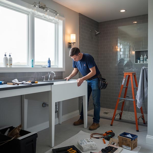 Freestanding vanities installation - Future Generation Construction