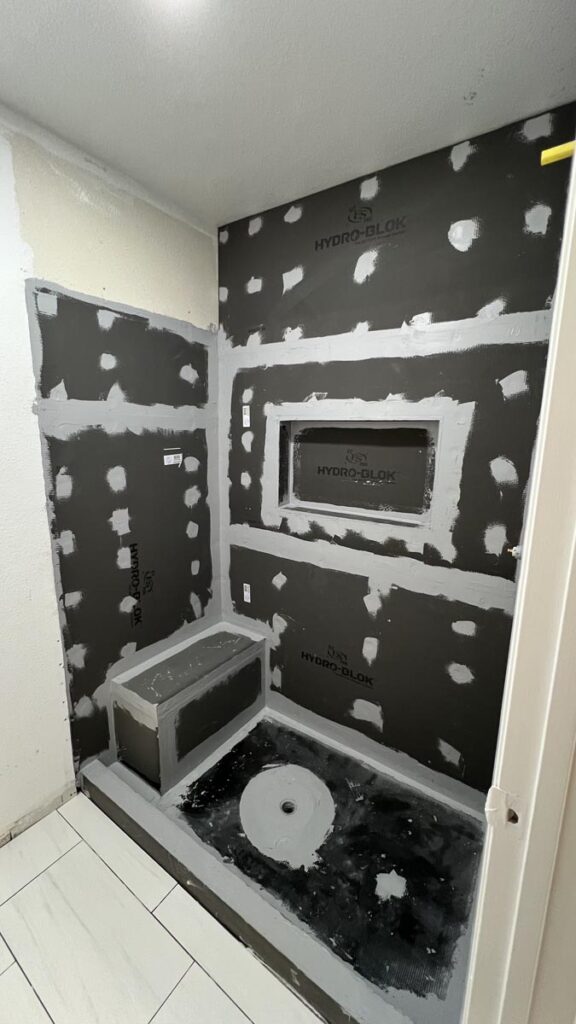 Setting up water proofing for a shower install